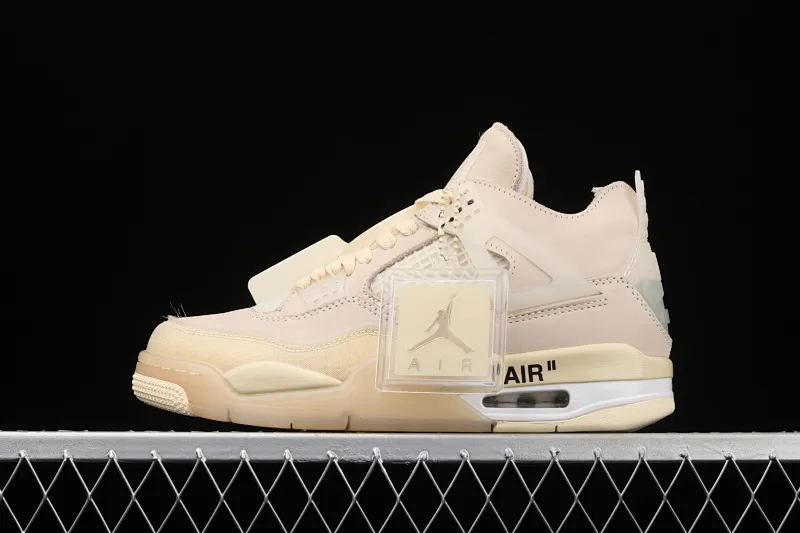 All categories Air Jordan Jordan series basketball shoes Air Jordan 4 pure original OF x Air Jordan 4 Retro "Cream/Sail" AJ4 Joe 4 mid-top retro casual sports culture basketball shoes CV9388-100